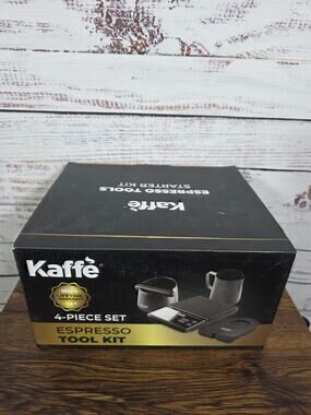Kaffe 4-Piece Espresso Tool Kit -Scale, Knock Box, Pitcher & Tamping Mat, NEW